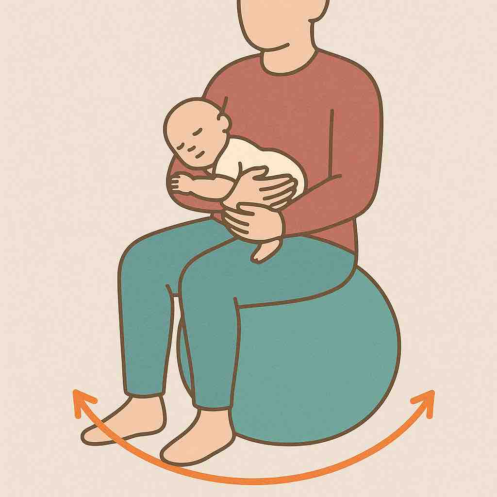 Покачивание на фитболе напоминает малышу внутриутробные ощущения и помогает при коликах. Покачивание на фитболе напоминает малышу внутриутробные ощущения и помогает при коликах.