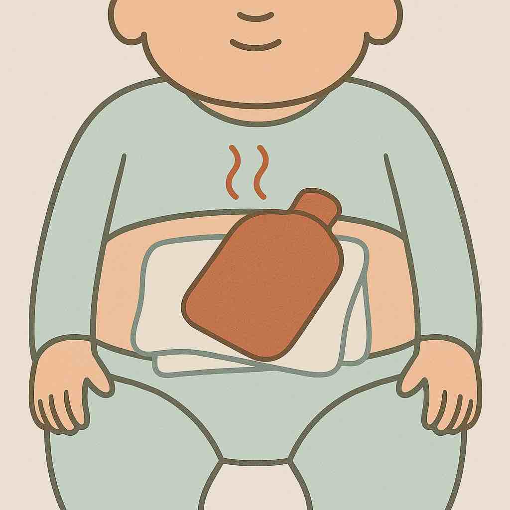 Тепло расслабляет мышцы живота и может облегчить колики, но грелку используют только через полотенце. Тепло расслабляет мышцы живота и может облегчить колики, но грелку используют только через полотенце.